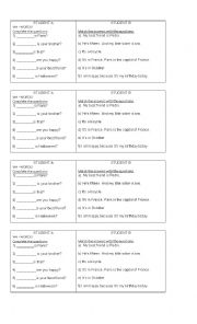 English Worksheet: Question and answers