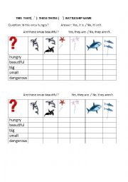 English Worksheet: THIS THAT THESE THOSE MARINE LIFE Battleship game