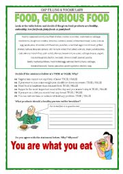 English Worksheet: GAP FILLING - GLORIOUS FOOD