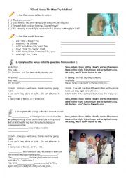 English Worksheet: Song: Clouds Across the Moon