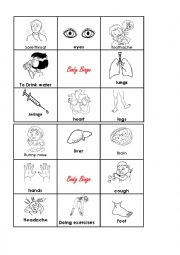 English Worksheet: body bingo 1 