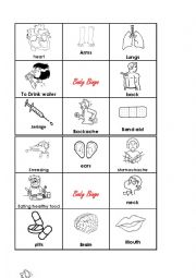 English Worksheet: body bingo 2