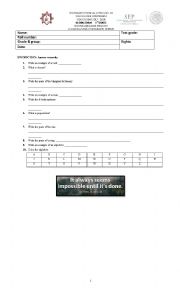 English Worksheet: GLOBAL EXAM 1ST GRADE SECONDARY