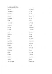 English Worksheet: word association