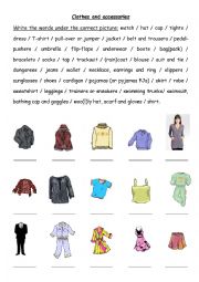 English Worksheet: Clothes and accessories