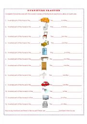 English Worksheet: furniture location 