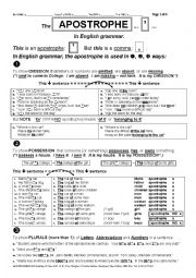 English Worksheet: PUNCTUATION 002 The Apostrophe & Possession