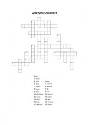 English Worksheet: Synonyms Crossword (goes with PPT)