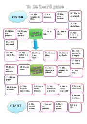 English Worksheet: To Be Board Game