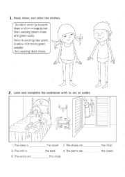 English Worksheet: Clothes and prepositions