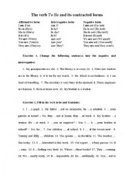 English Worksheet: The verb to be and its contracted forms