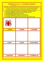 English Worksheet: COLOURING, Vocabulary, 017 ... CREEPY CRAWLIES