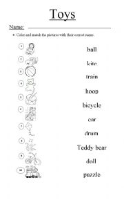 English Worksheet: toys