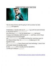 English Worksheet: Harry Potter daily routine