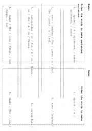 English Worksheet: Sentence Formation