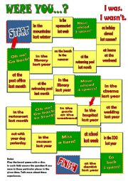 English Worksheet: Board game - Were you on the beach last summer?