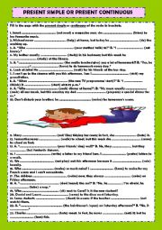 English Worksheet: Simple & continuous present (+ key)