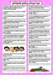 English Worksheet: Reported speech: special forms (+ key)
