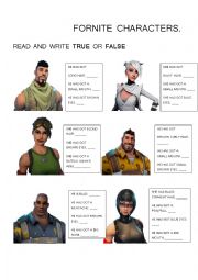 English Worksheet: FORNITE HAVE GOT DESCRIPTIONS