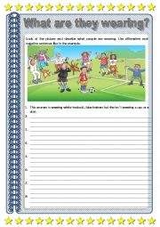 English Worksheet: What are they wearing?