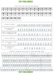 English Worksheet: New York riddles - codes to crack about New York