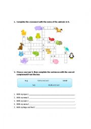 English Worksheet: animals and wh questions
