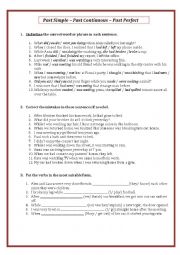 English Worksheet: Past Simple-Past Continuous-Past Perfect