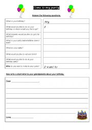 English Worksheet: Birthday Writing