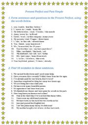 English Worksheet: Present Perfect and Past Simple