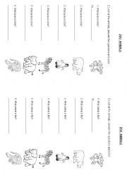 English Worksheet: Zoo Animals