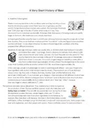 English Worksheet: A Very Short History of Beer