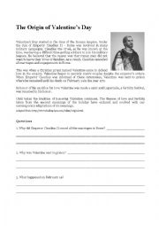 English Worksheet: Valentines day