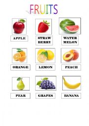 English Worksheet: fruits