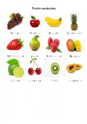 English Worksheet: fruit vocabulary