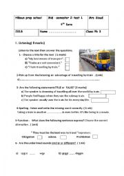 English Worksheet: MID SEMESTER TEST  9T FORM