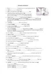 English Worksheet: Gerund or infinitive with songs