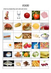 English Worksheet: Food vocabulary