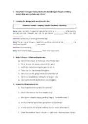 English Worksheet: Harry Potter and the Philosophers Stone comprehension activities