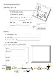 English Worksheet: Description of an animal