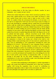English Worksheet: writing about the environment