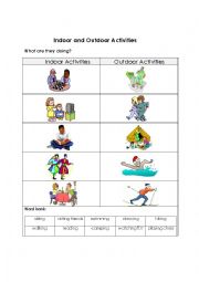 English Worksheet: Indoor and Outdoor Activities