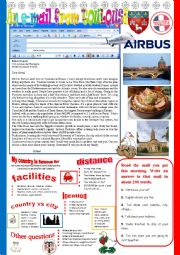 English Worksheet: An e-mail from Toulouse. Reading and semi-guided writing.