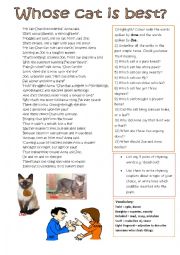 English Worksheet: My cat is better than yours!