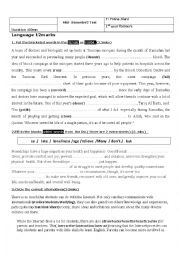 English Worksheet: Mid semester 2test 1