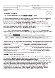 English Worksheet: Semestyer 2 test 1