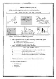 English Worksheet: Sporting activities part  2