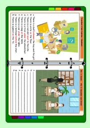 English Worksheet: Prepositions of place for kids - read and draw - imagine and deaw