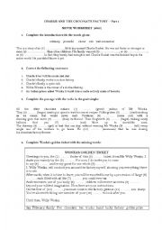 English Worksheet: Charlie and the Chocolate Factory -Part 1
