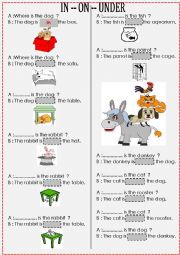 In/on/under worksheets