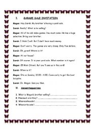 English Worksheet: Garage sale invitation